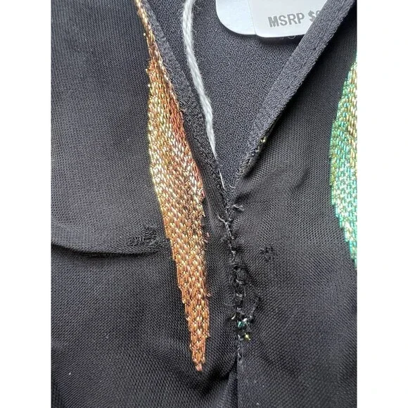 $625 Shoshanna Randi Gown Jet Iridescent Metallic Cut Out Maxi Designer 4 READ - Picture 11 of 14